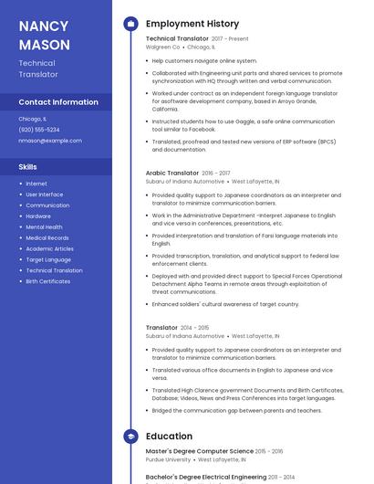 Technical Translator Resume