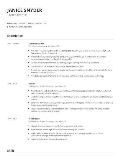 Technical Writer Resume