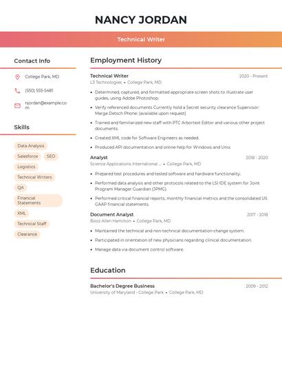 Technical Writer Resume