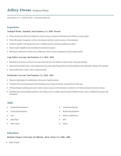 Technical Writer Resume