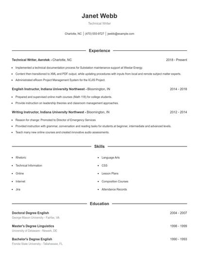 Technical Writer Resume