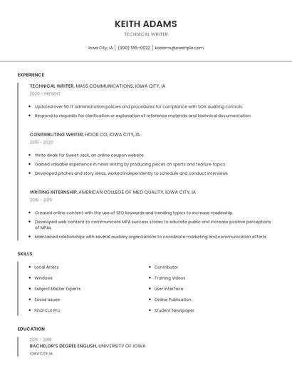 Technical Writer Resume