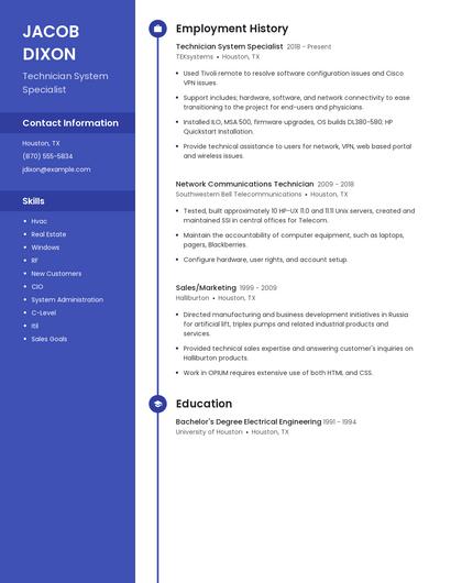 Technician System Specialist Resume