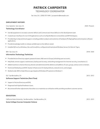 Technology Coordinator Resume