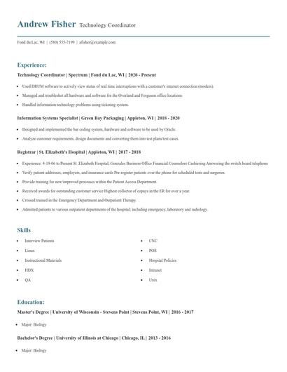 Technology Coordinator Resume