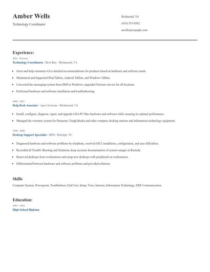 Technology Coordinator Resume