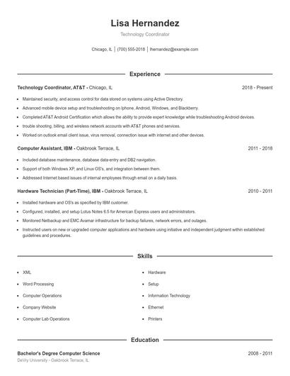 Technology Coordinator Resume