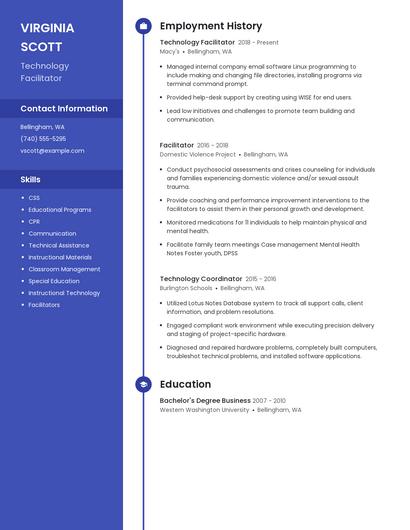 Technology Facilitator Resume