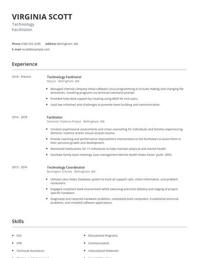 Technology Facilitator Resume
