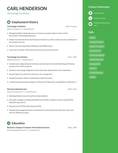 Technology Facilitator Resume