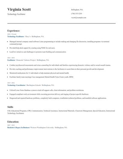 Technology Facilitator Resume