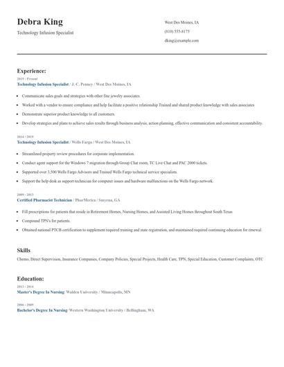 Technology Infusion Specialist Resume
