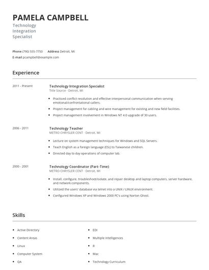 Technology Integration Specialist Resume