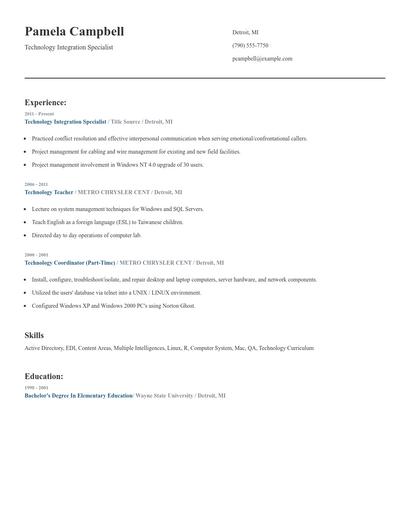 Technology Integration Specialist Resume