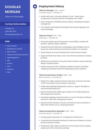 Telecom Manager Resume