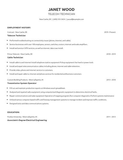 Telecom Technician Resume
