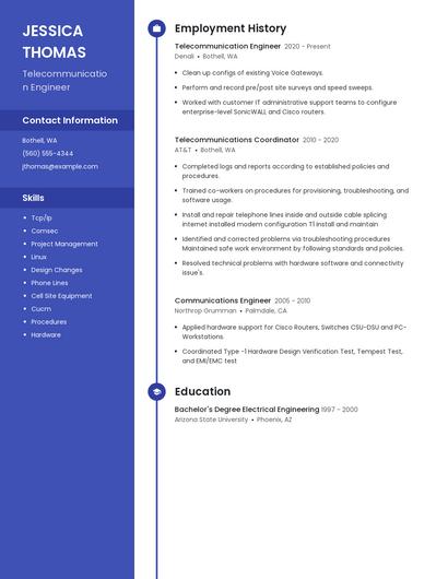 Telecommunication Engineer Resume