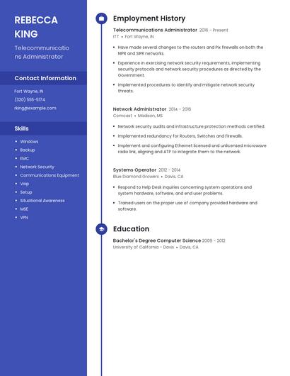 Telecommunications Administrator Resume