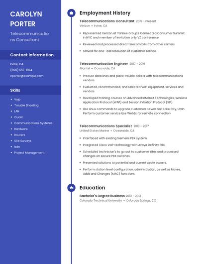 Telecommunications Consultant Resume