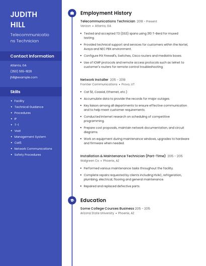 Telecommunications Technician Resume