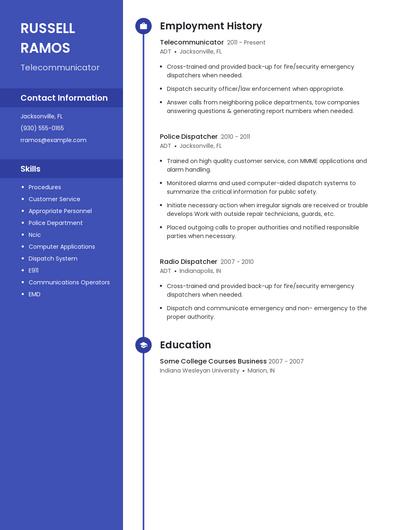Telecommunicator Resume