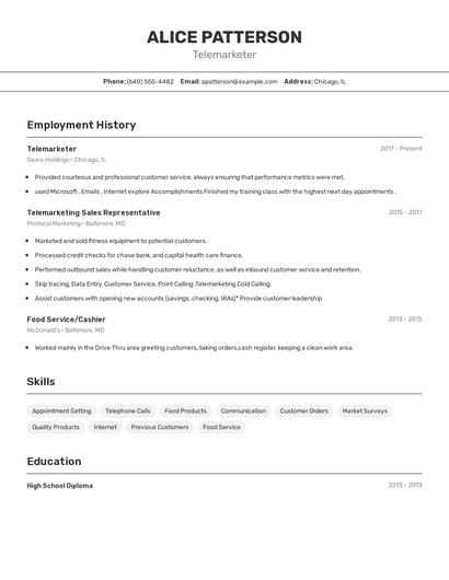 Resume example 2