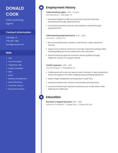 Telemarketing Agent Resume