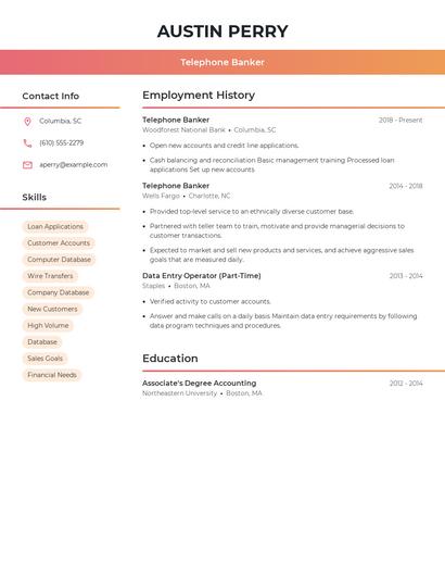 Telephone Banker Resume