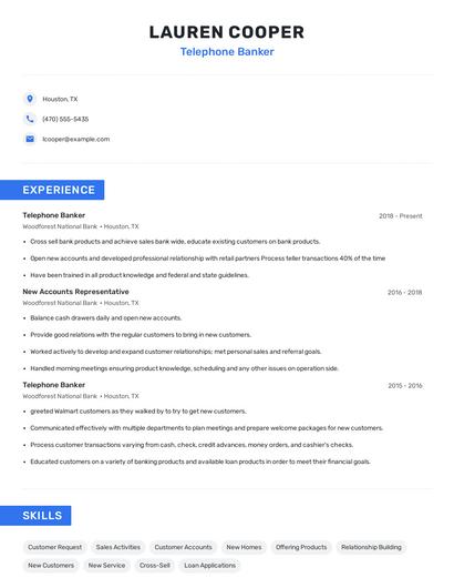 Telephone Banker Resume