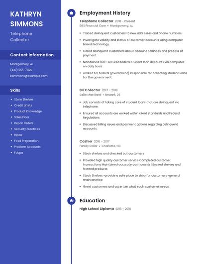 Telephone Collector Resume