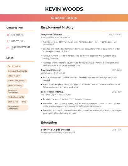 Telephone Collector Resume