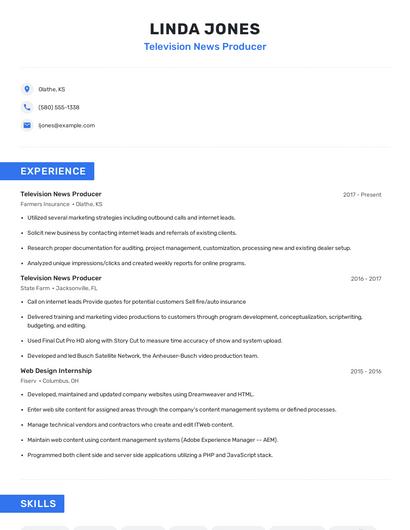 Television News Producer Resume