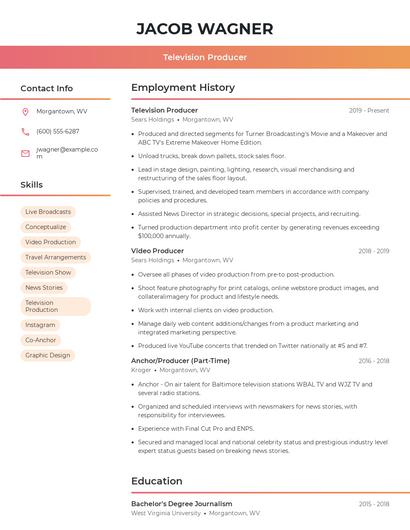 Television Producer Resume
