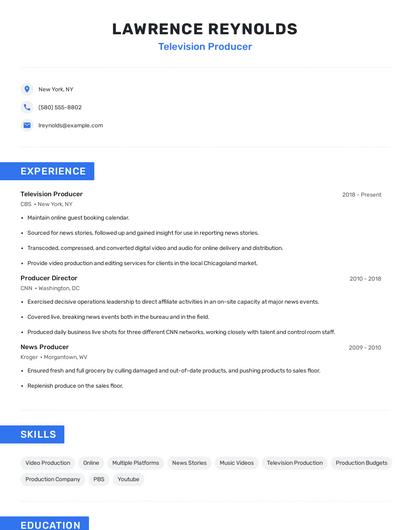 Television Producer Resume