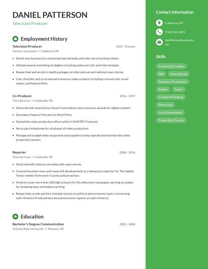 Television Producer Resume