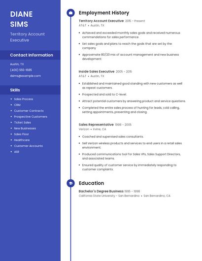 Territory Account Executive Resume