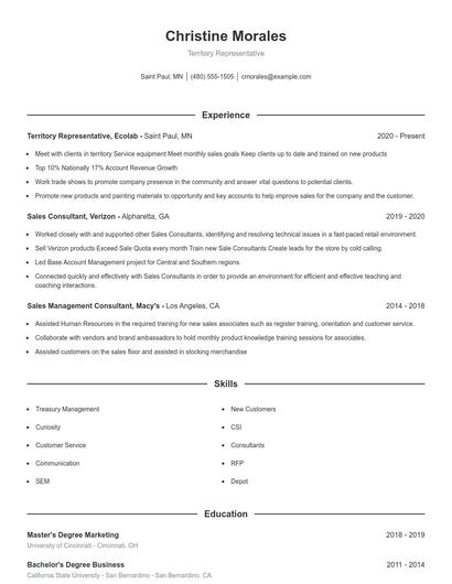Resume example 1