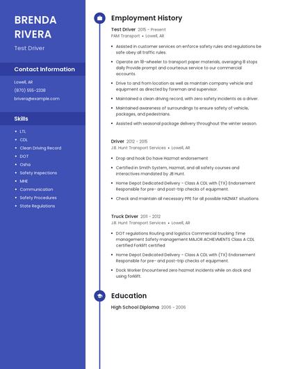 Test Driver Resume