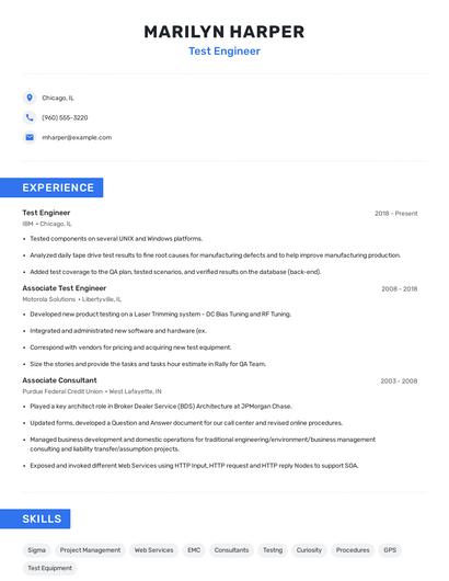 Test Engineer Resume