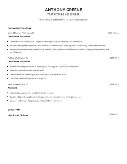 Test Fixture Assembler Resume