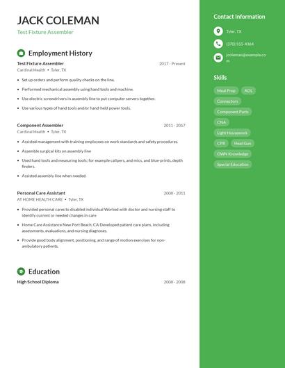 Test Fixture Assembler Resume