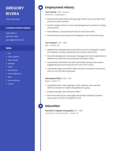 Test Worker Resume