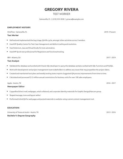 Test Worker Resume