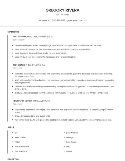 Test Worker Resume