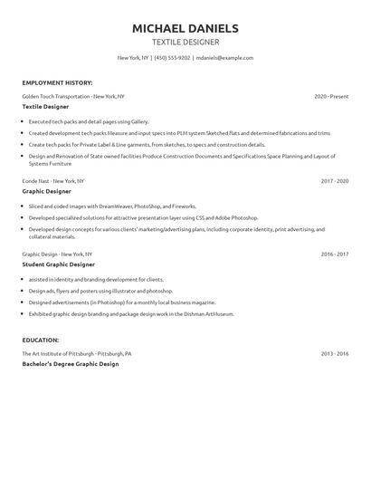 Textile Designer Resume