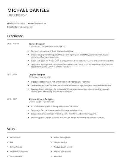 Textile Designer Resume