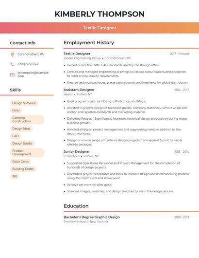 Textile Designer Resume