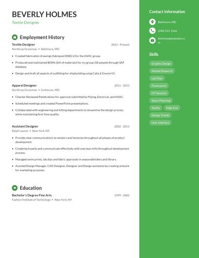 Textile Designer Resume