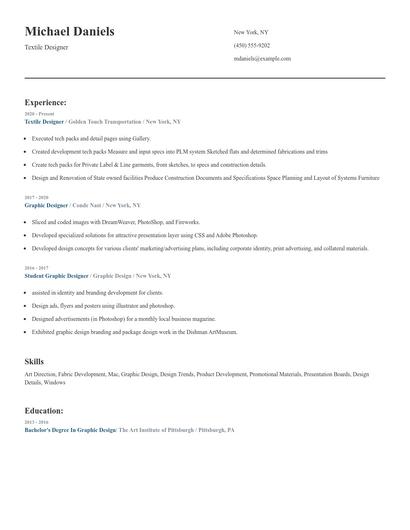 Textile Designer Resume