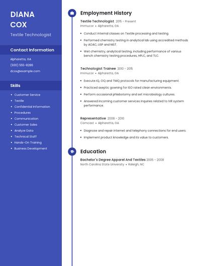 Textile Technologist Resume